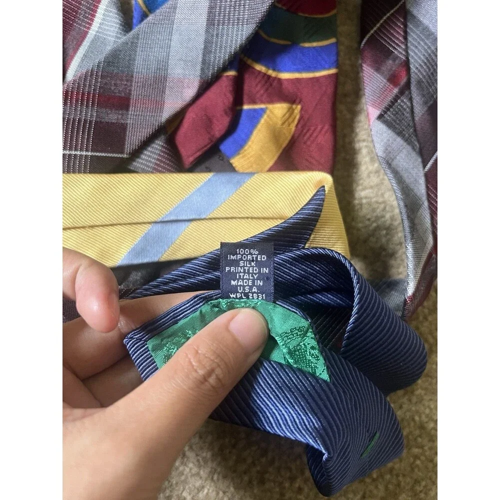 Lot of 10 Men's Neck Ties Majority 100% silk | VTG | Handmade | Tie Bundle | USA